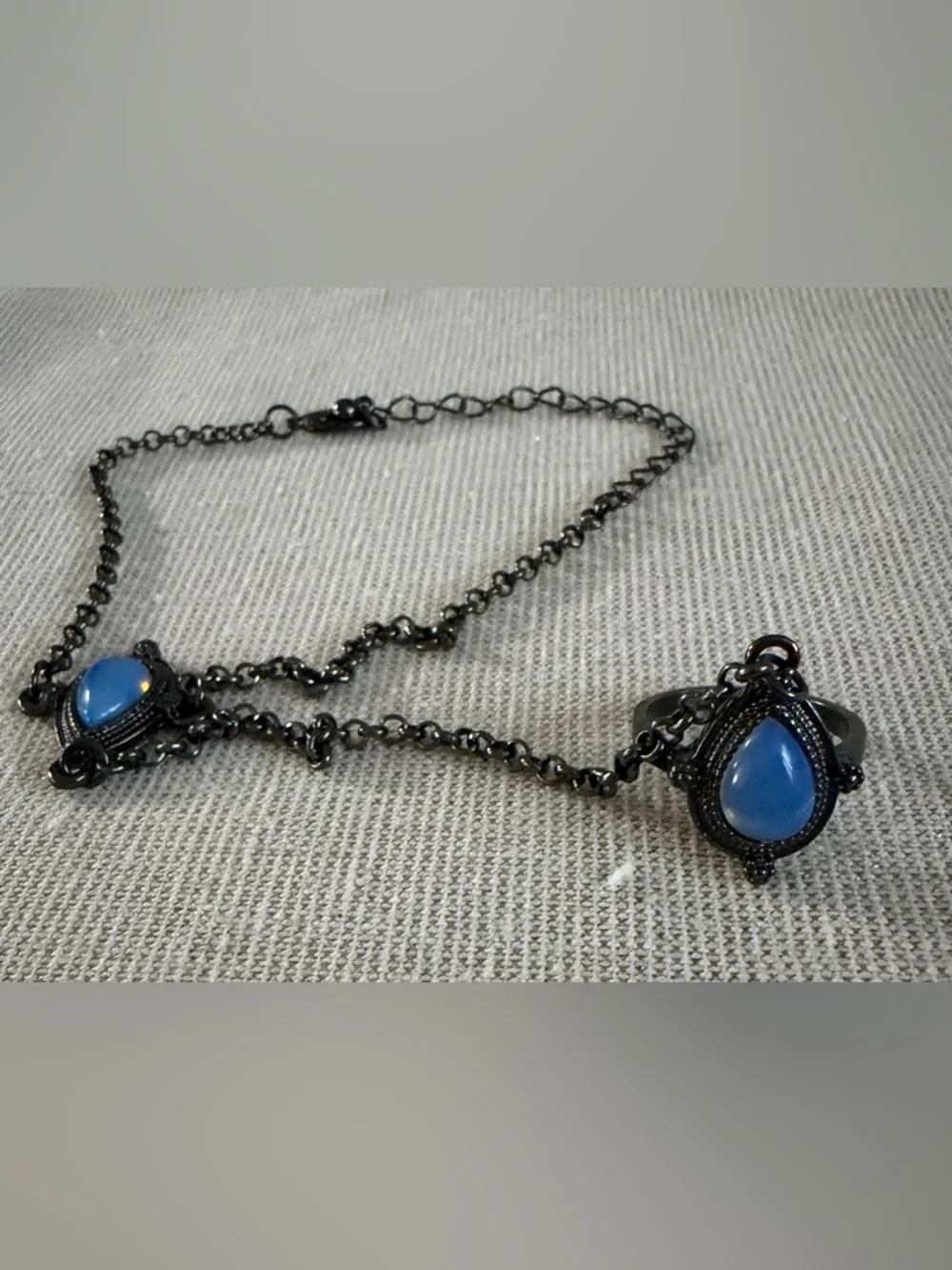 Women's Blue Teardrop Pendant Bracelet and Ring Set - - Picture 1 of 4